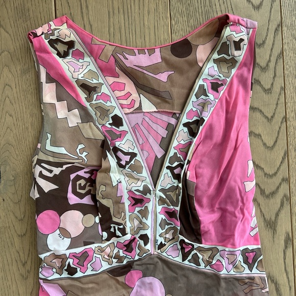 Emilio Pucci For Formfit Rogers Pink and Brown Print Maxi Slip Dress Underwear S - Picture 5 of 9